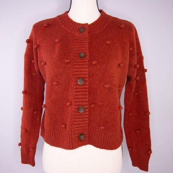 NEW Madewell Bobble Colburne Cardigan Sweater, red, XS - Picture 4 of 16